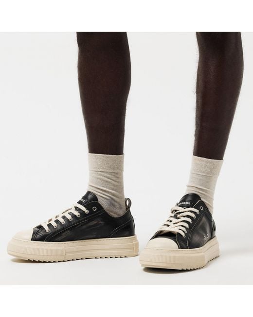 DSquared² Black Dsq Leather Berlin Low-Top Trainers for men