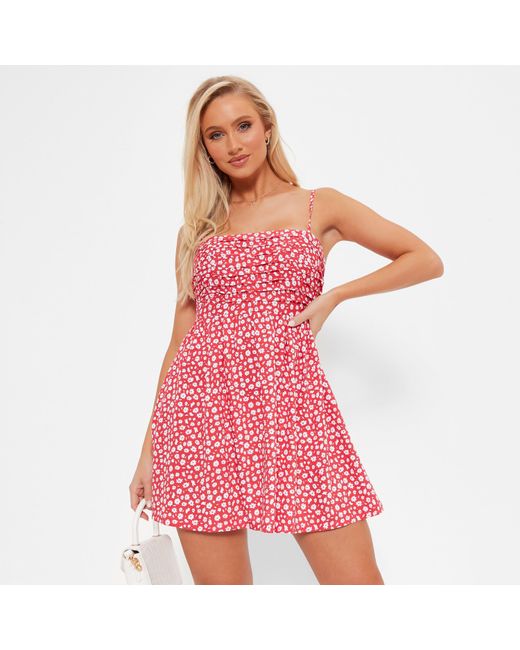I Saw It First Pink Isawitfirst Printed Ruched Bust Mini Dress