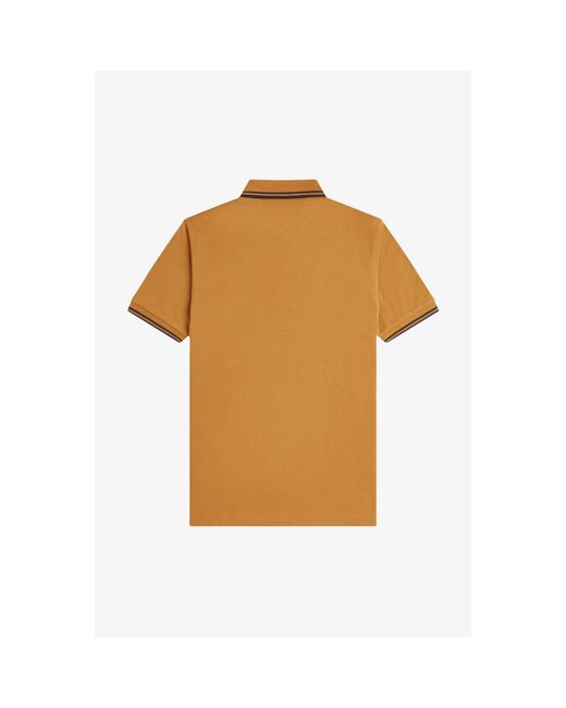 Fred Perry Brown Short Sleeve Twin Tipped Polo Shirt for men