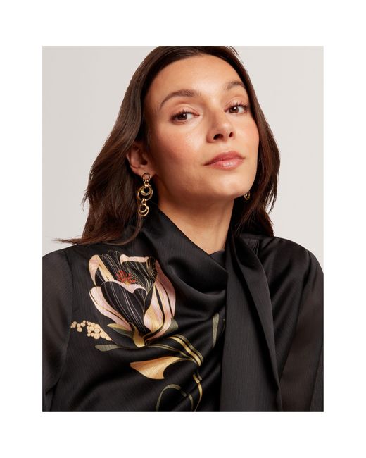 Ted Baker Black Tie Neck Long-Sleeve Blouse