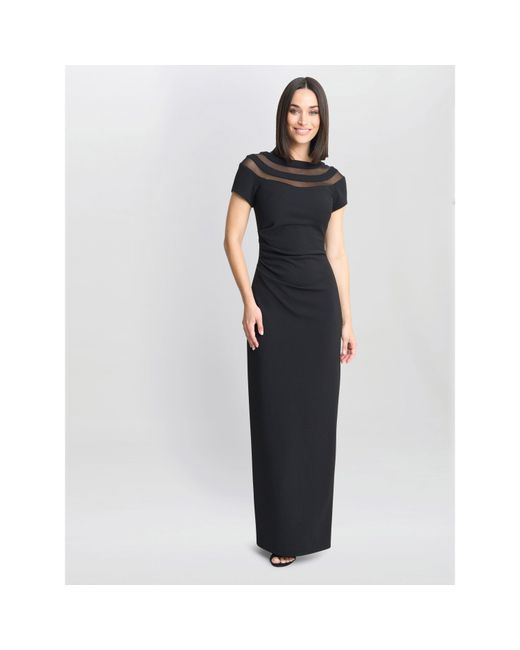 Gina Bacconi Blue Michelle Illusion Maxi Dress