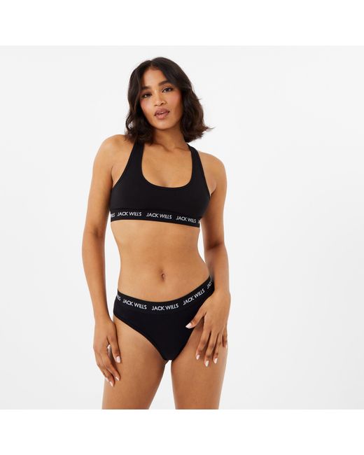Jack Wills Black Dibsdall Multipack Bralette 2 Pack