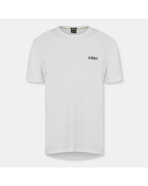 Boss White Short Sleeve Performance Gym Top for men