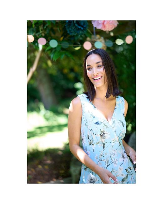 Gina Bacconi Blue Cressida Floral Print Chiffon Dress