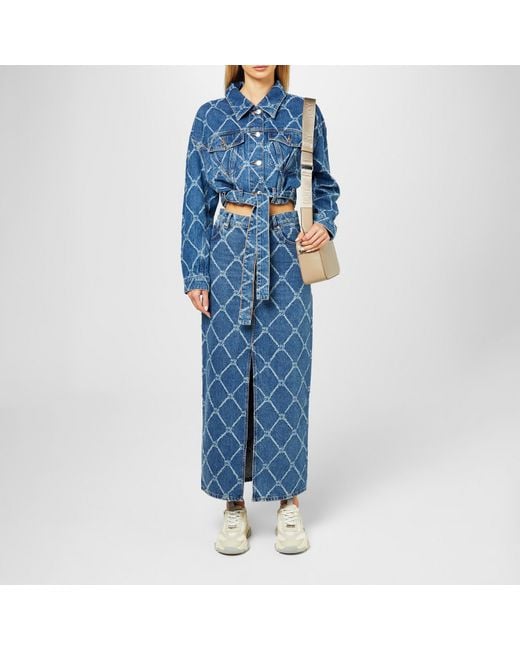HUGO Blue Rigid-Denim Maxi Skirt