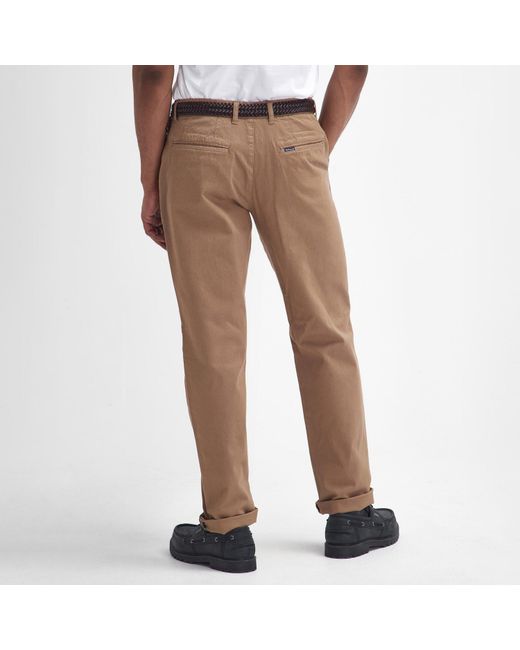 Barbour Brown Washed Stretch Tailored Trousers for men
