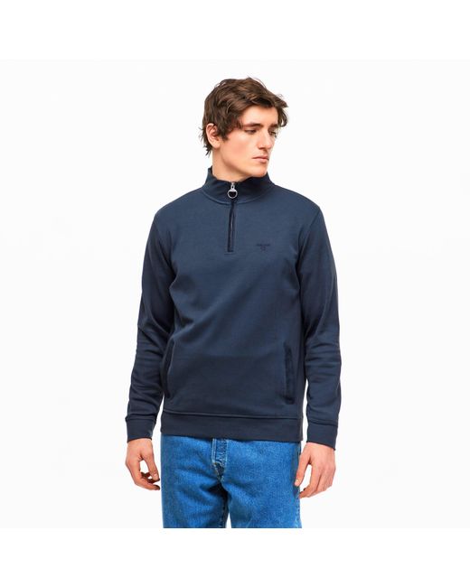 Barbour Blue Lambeth Half Modern Heritage Quarter Zip Fleece for men