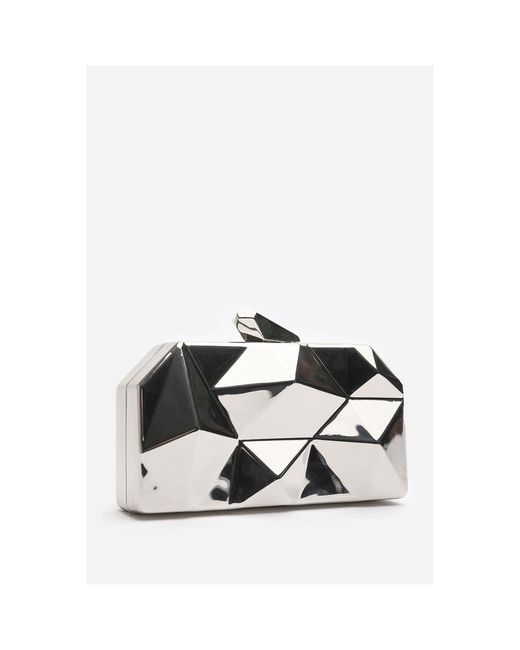 Where's That From Black Wheres Geometric Clutch Bag With Snap Closure