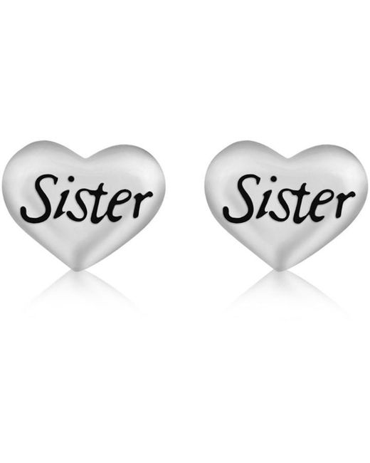Be You Metallic 'sister' Heart Stud Earrings