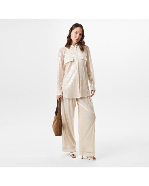 Boss Natural C Tallets Sequinned Wide Leg Trousers
