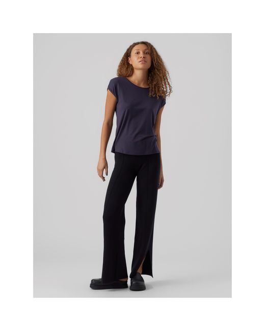 Vero Moda Blue Ava Plain Short Sleeve T-Shirt
