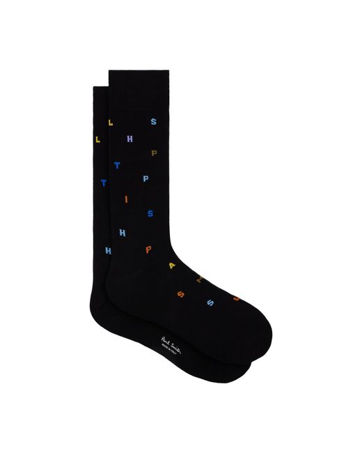 Paul Smith Black Keanu Stamp Crew Socks for men