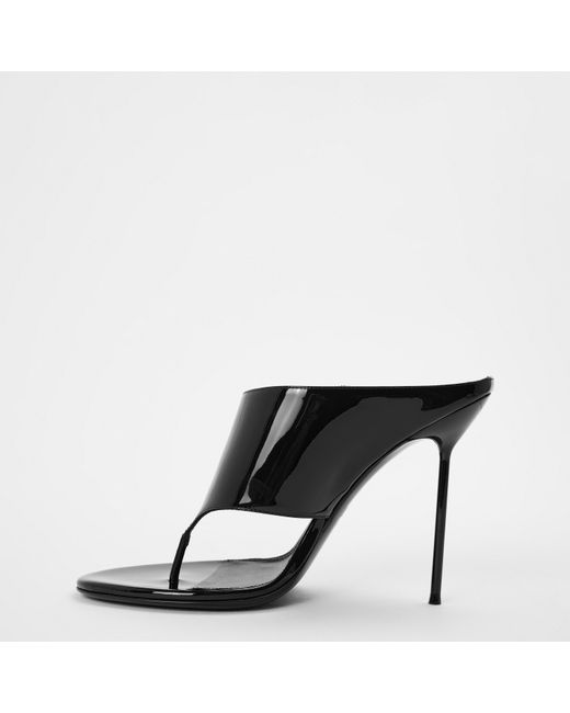 Paris Texas Black Lidia Thong Heeled Mules