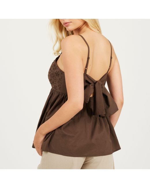 Brave Soul Brown Bs Broderie Anglasie Woven Vest