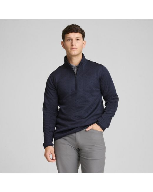 PUMA Blue Jac 1/4 Zip Long Sleeve Performance Polo Shirt for men