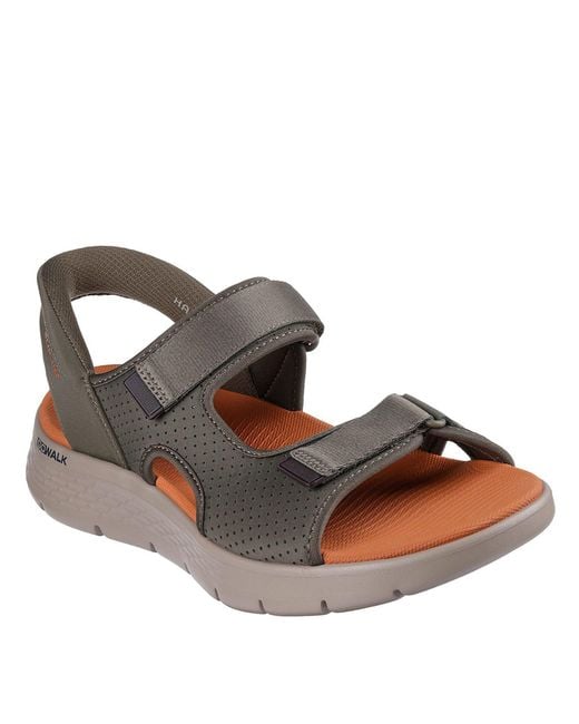 Skechers Brown Slip-On Quarter Strap Flat Sandals for men