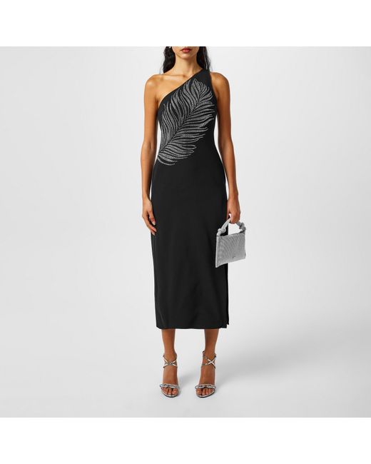 David Koma Black Feather Embroidered Maxi Dress