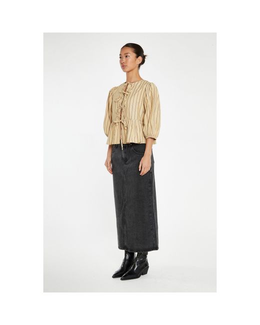 Glamorous White Stripe Tie-Front -Top
