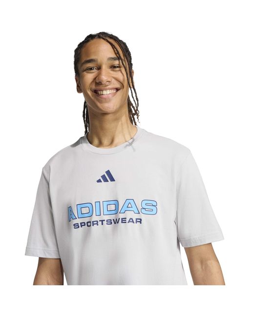 Adidas Blue Graphic Logo T-Shirt for men