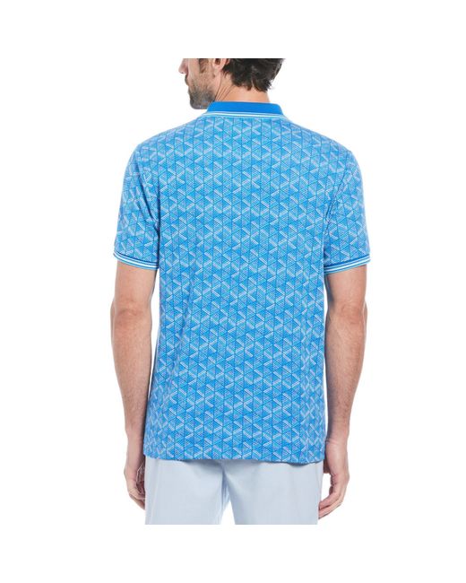 Original Penguin Blue Jacquard Short-Sleeve Polo Shirt for men