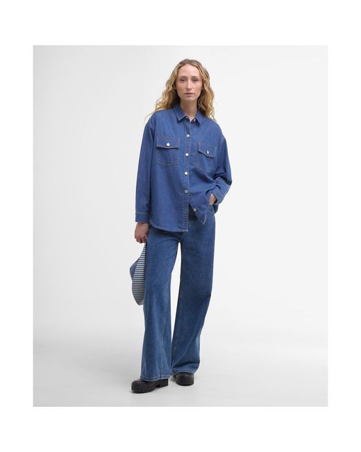 Barbour Blue Woodrow Long Sleeve Tailored Fit Denim Shirt