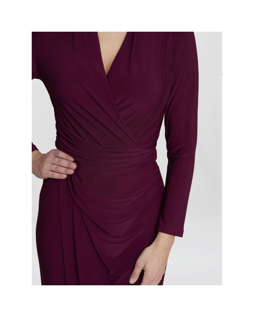 Gina Bacconi Purple Gloria Jersey Wrap Dress