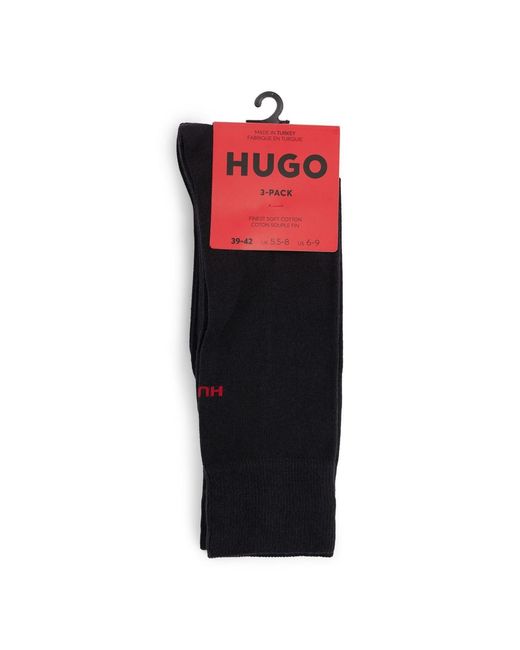 HUGO Black 3 Pack Of Logo Detail Socks for men