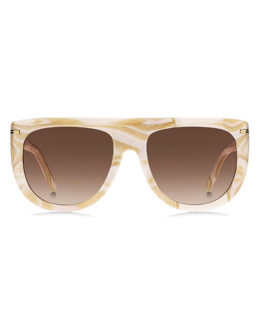 Boss Natural Sq Flat Top Round Sunglasses