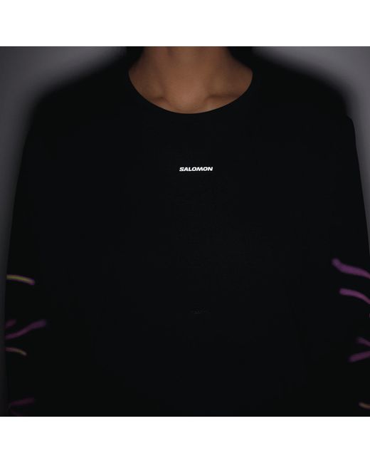 Salomon Black Shakeout Core Graphic Ls Running Tee