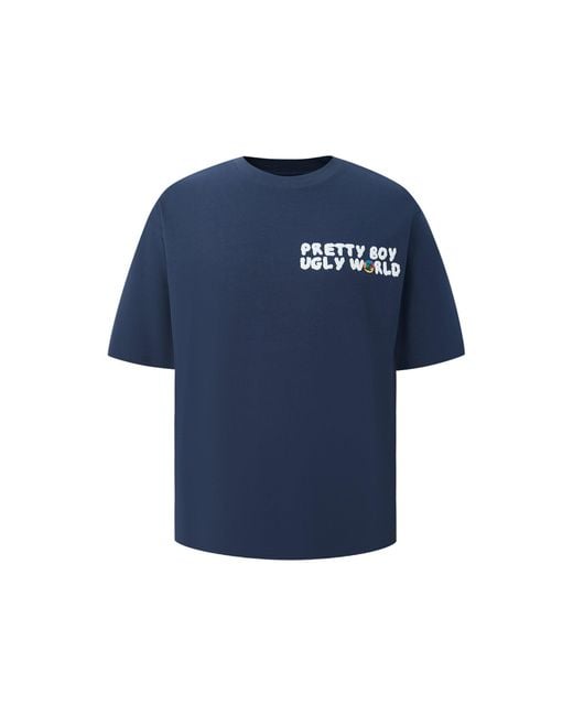 PRETTY BOY UGLY WORLD Blue The Regular Fit T-Shirt for men