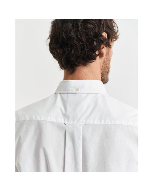 Gant White Regular Fit Classic Poplin Short Sleeve Shirt for men