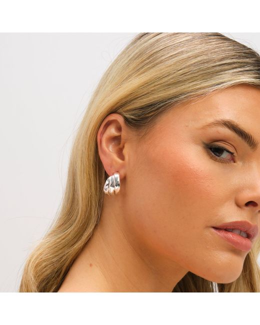 Jon Richard Metallic Plated Multirow Molten Hoop Earrings