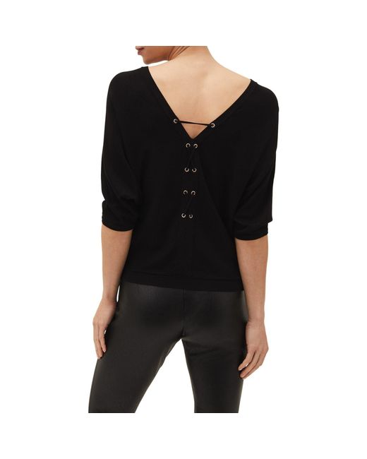 Phase Eight Black Cristine Lace Up Knit