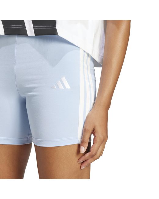 Adidas Blue Essentials 3 Stripe Biker Shorts