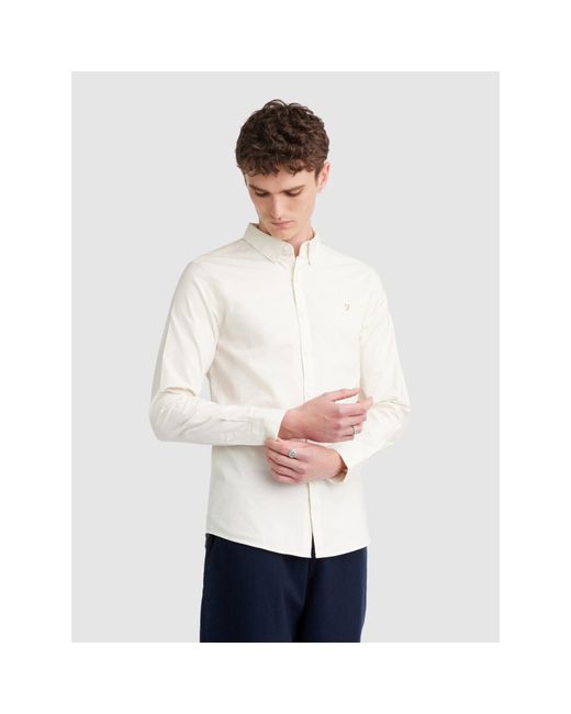 Farah White Oxford Long Sleeve Shirt for men