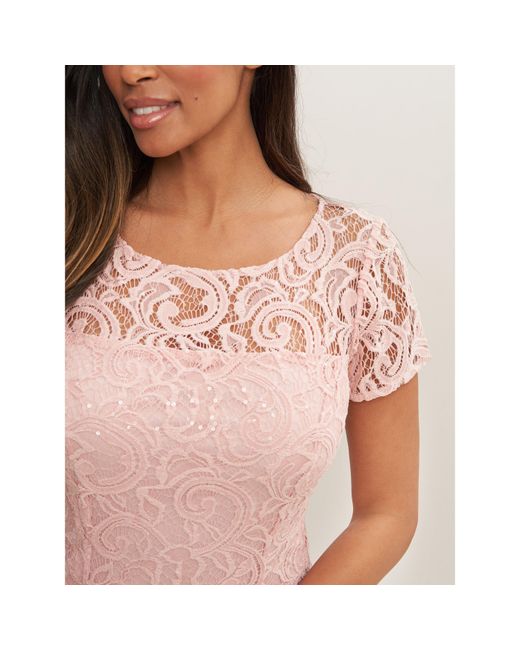 Gina Bacconi Pink Una Maxi Dress With Lace Sleeves