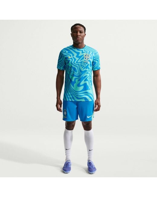 Nike Blue Brazil Academy Pro Dri-Fit Soccer Pre-Match Short-Sleeve Top for men