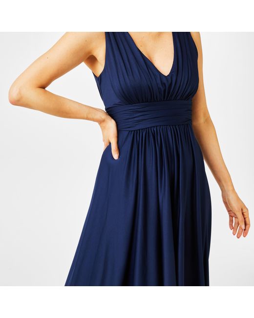 Biba Blue Bridesmaid Dip Hem Maxi Dress