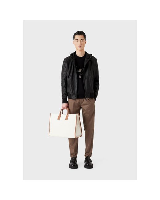 Emporio Armani Black Leather Jacket for men
