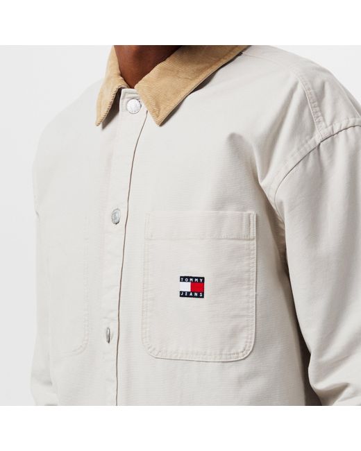 Tommy Hilfiger White Cord Textured Relaxed Fit Overshirt for men