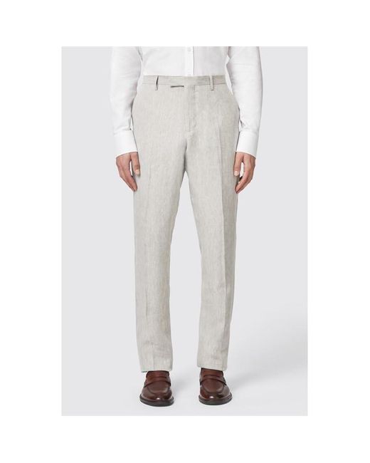 Twisted Tailor White Clairmont Slim Fit Linen Suit Trouser for men