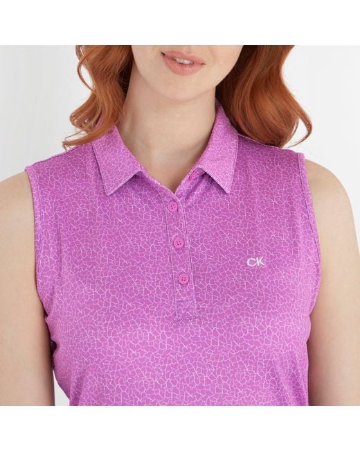 Calvin Klein Purple Sleeveless Performance Polo Shirt