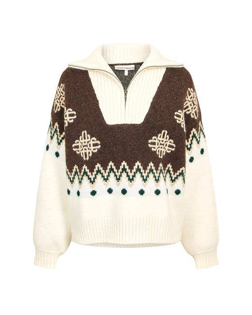 The Couture Club Brown Embroidered V-Neck Jumper