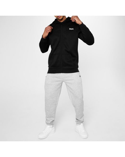 Lonsdale Black Essential Zip Hoodie for men