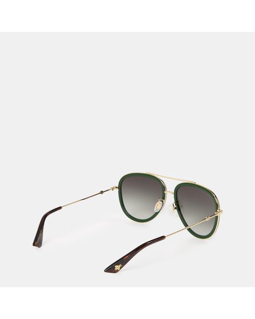 Gucci Gray Striped Aviator Metal Sunglasses for men