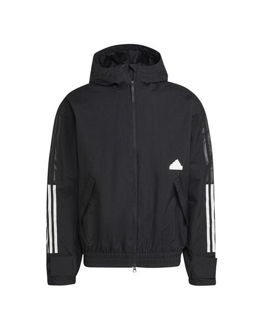 Adidas Black 3-stripes Storm Jacket Anorak for men