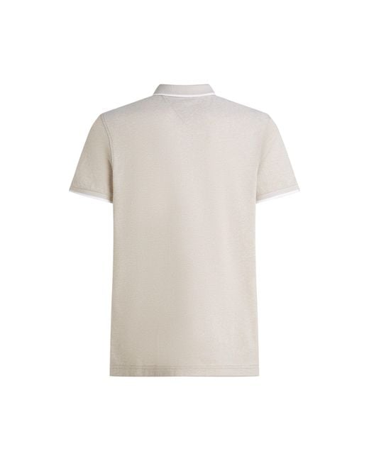 Tommy Hilfiger White Linen Pique Short Sleeve Polo Shirt for men