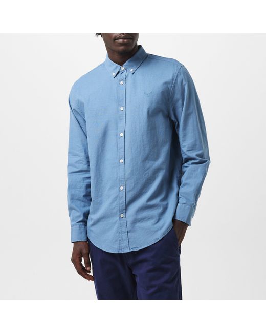 Threadbare Blue Beaconsfield Long-Sleeve Oxford Shirt for men
