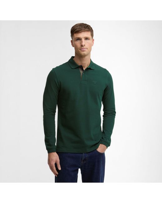 Barbour Green Essentials Long Sleeve Polo Shirt for men