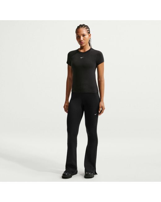 Nike Black Sportswear Club Chill Knit Mod Crop T-Shirt
